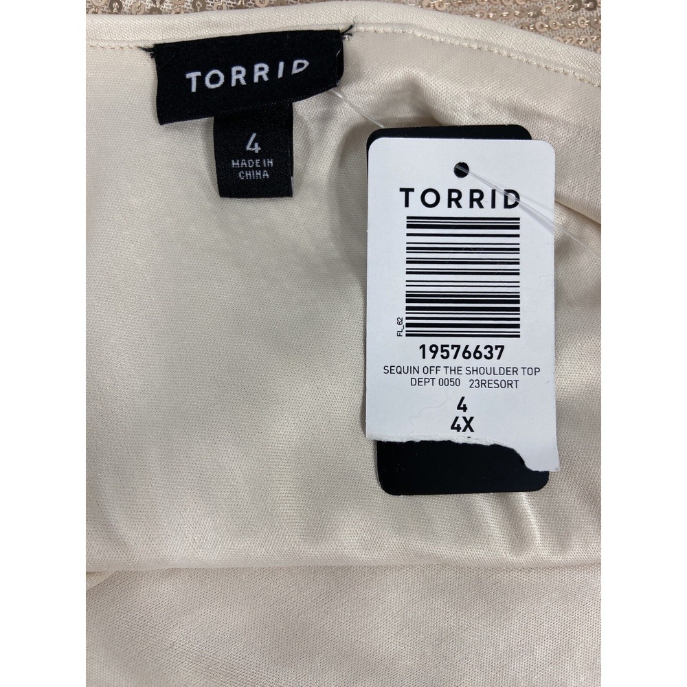 Torrid Top Women's 4 US 4X Rose Gold Off The Shoulder Sequin New - Picture 7 of 11